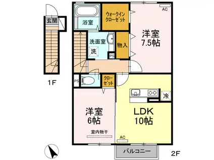 ラフィーネ(2LDK/2階)の間取り写真