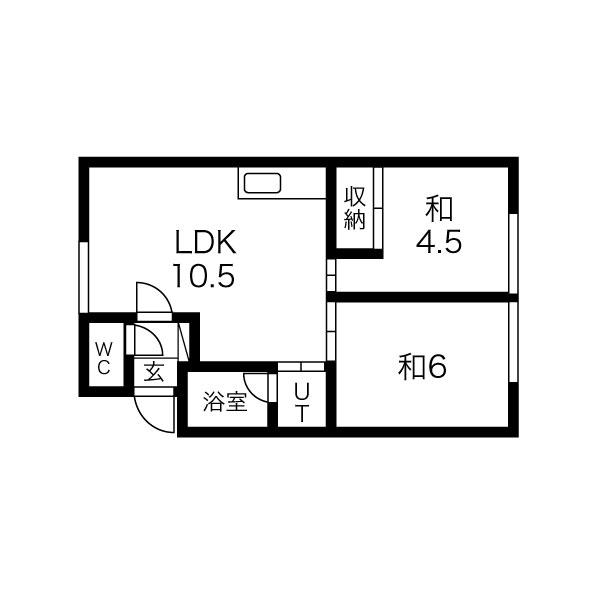 一条ハイツ(2LDK/2階)の間取り写真