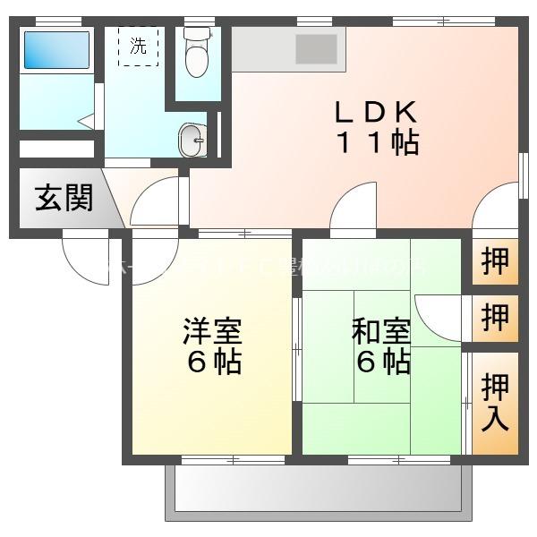 フレグランス フォレ B棟(2LDK/1階)の間取り写真