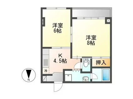 小中ビル(2K/3階)の間取り写真