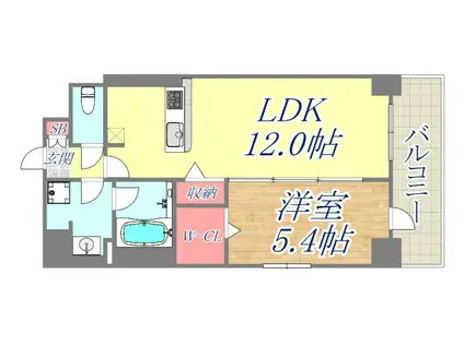 シェリール六甲道(1LDK/9階)の間取り写真