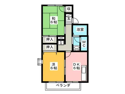 カーサセレーノ A(2DK/1階)の間取り写真