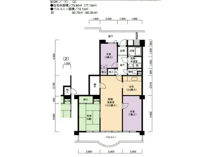 神宮東パークハイツ(3LDK/7階)の間取り写真