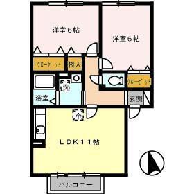 レオーノ(2LDK/2階)の間取り写真