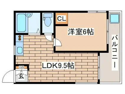 ベルシェ岡本(1LDK/2階)の間取り写真