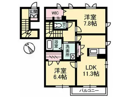 クレシェンテ(2LDK/2階)の間取り写真