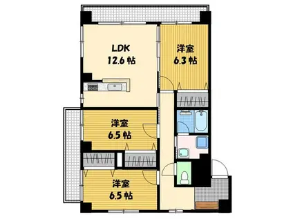 真秀ロジュマン(3LDK/3階)の間取り写真