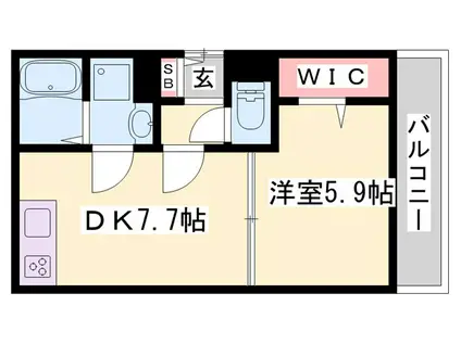 エスタ―テ西明石(1DK/2階)の間取り写真