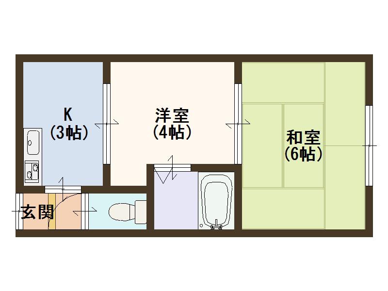 千本中アパート 東棟(2K/2階)の間取り写真