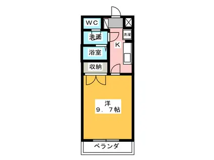 シャルムK(1K/1階)の間取り写真
