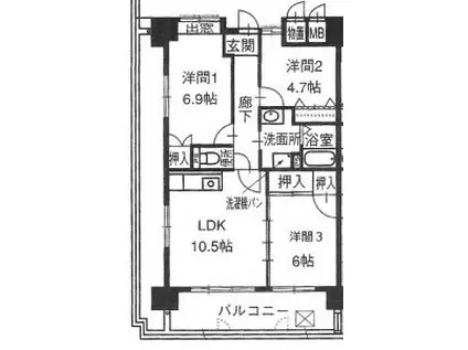 メゾン八杉(3LDK/7階)の間取り写真