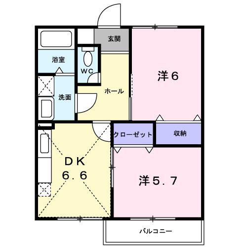 サンセールIII(2DK/2階)の間取り写真