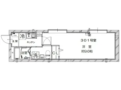 アクアブリーズ世田谷(1K/3階)の間取り写真