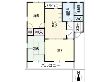 ヴィラパークII(3DK/3階)の間取り写真