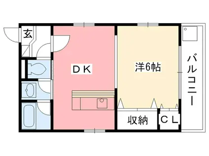 ドムール甲子園(1DK/4階)の間取り写真