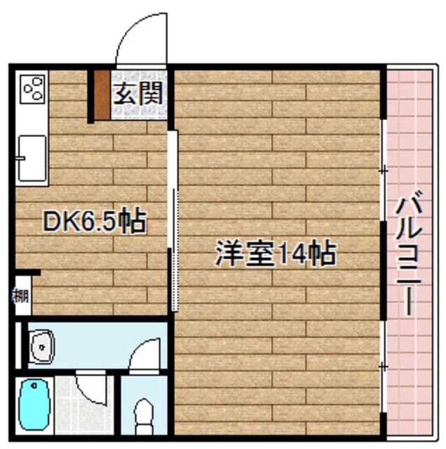 相互マンション(1DK/2階)の間取り写真