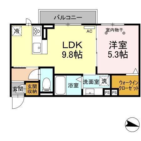 グランヴィラージュ(1LDK/2階)の間取り写真