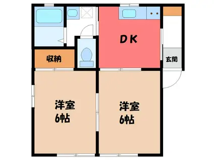 フローラA(2DK/1階)の間取り写真