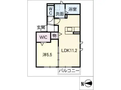リュミエール引山(1LDK/2階)の間取り写真