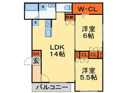 ファミールII(2LDK/2階)の間取り写真