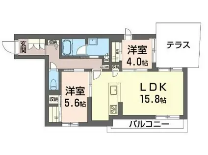 クオリスタ元町(2LDK/1階)の間取り写真