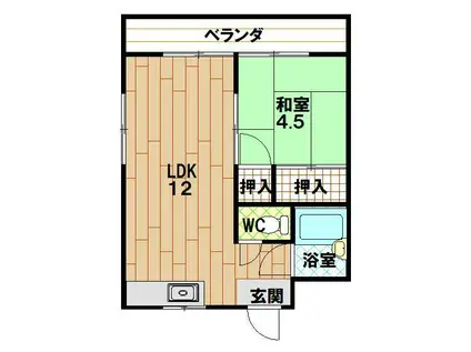 中島ビル(1LDK/3階)の間取り写真
