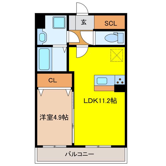 LEVANTE(1LDK/3階)の間取り写真