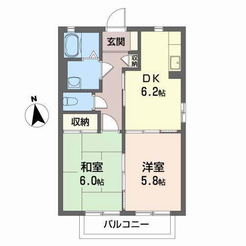シャーメゾン豊田B棟(2DK/2階)の間取り写真