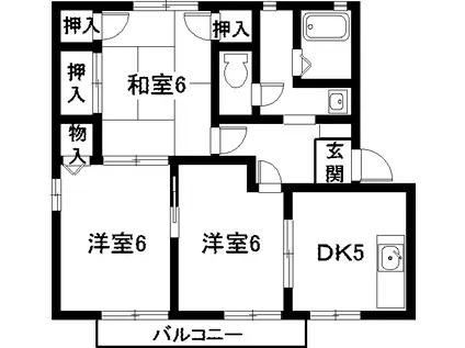 ディアス若宮 A棟(3DK/2階)の間取り写真