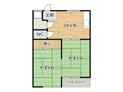 ヴァンベール豊南(2DK/1階)の間取り写真