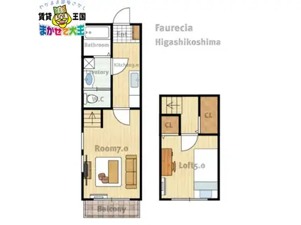 フォルシア東小島(1K/1階)の間取り写真