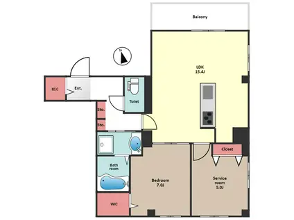 トレゾール神楽坂(1SLDK/2階)の間取り写真