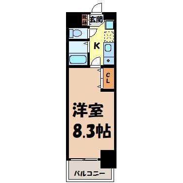 ヒルズ新栄2号館(1K/9階)の間取り写真
