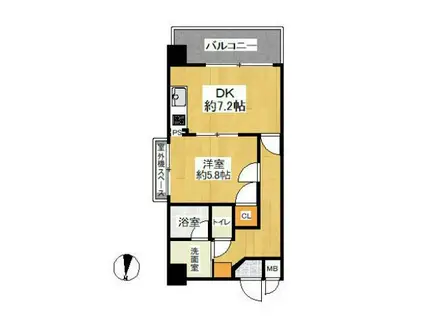 ロイヤルパーク日進(1DK/5階)の間取り写真