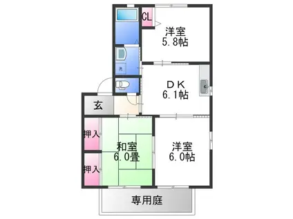 メゾン雑賀(3DK/1階)の間取り写真