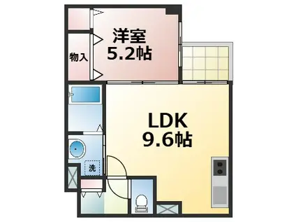 URBAN COURT FUSE(1LDK/1階)の間取り写真