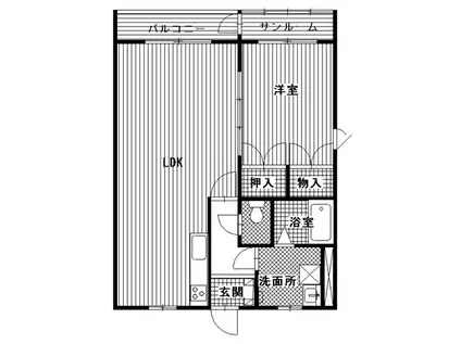 キャトルセゾン(1LDK/3階)の間取り写真