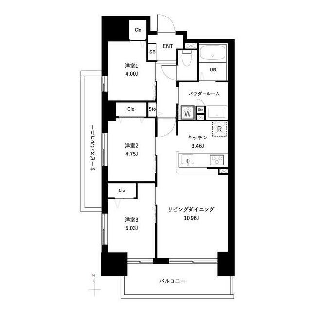 アーバンパーク谷在家(3LDK/8階)の間取り写真