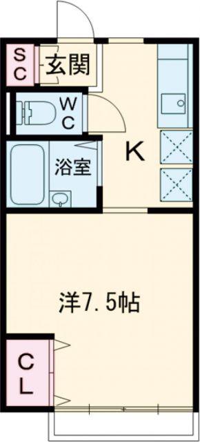 リロハイツ(1K/2階)の間取り写真