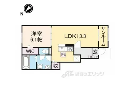 カーサKスワン1(1LDK/1階)の間取り写真