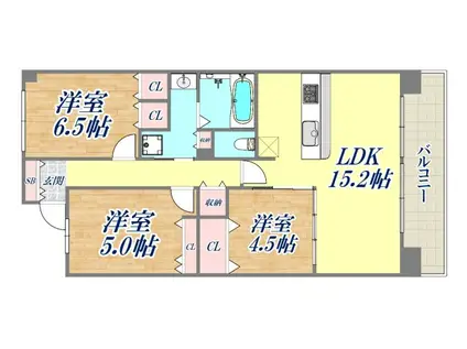 ワコーレシティ神戸三宮(3LDK/18階)の間取り写真