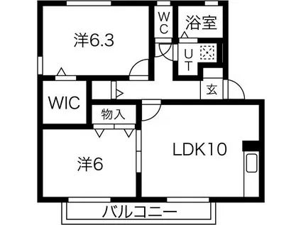 シンカンベ ムジュー(2LDK/2階)の間取り写真