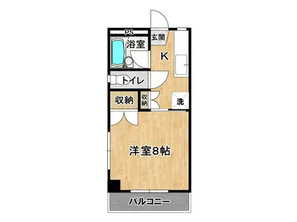 つくばプラザ(1K/4階)の間取り写真