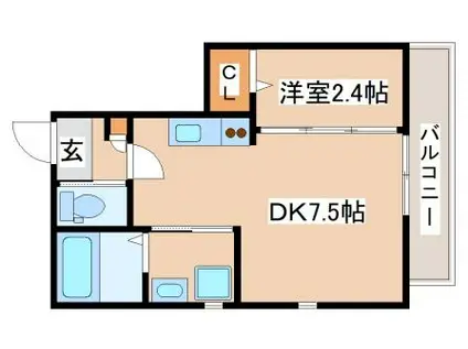 メゾンKPC(1DK/1階)の間取り写真