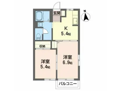 パレス・アザレアA(2K/2階)の間取り写真