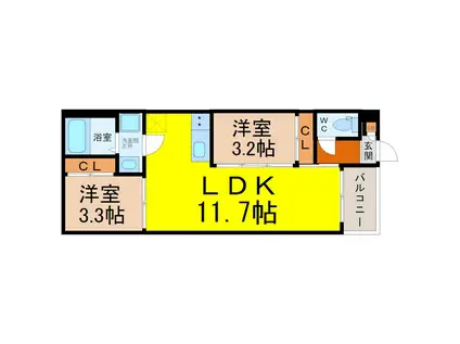 REGALEST堀田(2LDK/3階)の間取り写真