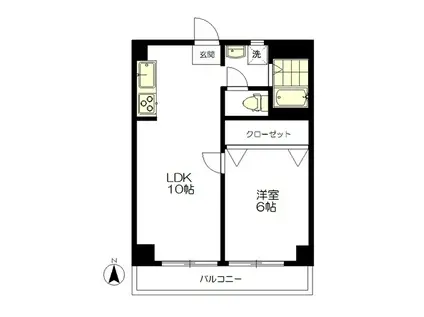 青山ハイム(1LDK/2階)の間取り写真