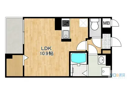 サンライズガーデン宝塚(1K/2階)の間取り写真