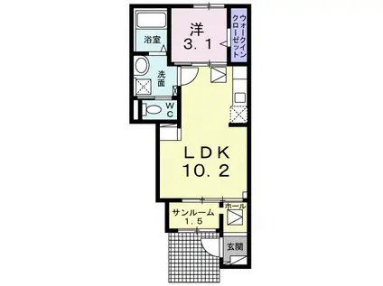 ジョイ ハウス(1LDK/1階)の間取り写真