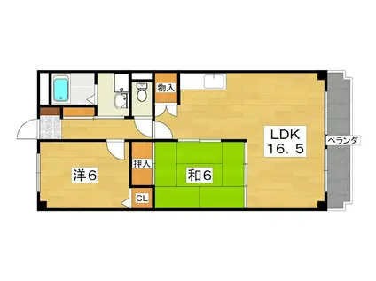 サンハイツ寝屋川(2LDK/3階)の間取り写真